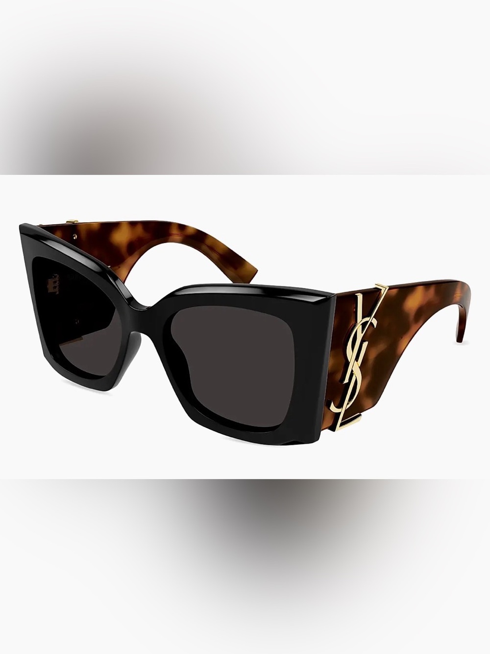 Authentic Saint Laurent Black and Tortoiseshell Logo  Frame Sunglasses